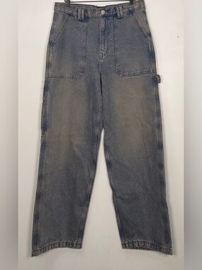 H&M Men's Relaxed Carpenter Jeans — Faded Gray-Blue